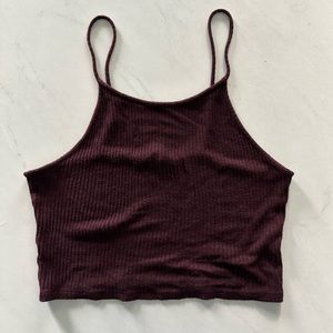 Brandy Melville Halter Crop Top Soft Maroon